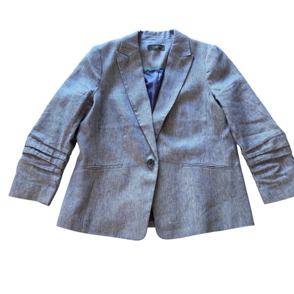 Talbots Linen Blend Blue Chambray Blazer Petite - Picture 1 of 6